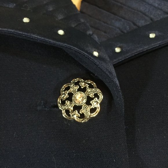 Dark Academia Womens Navy Blue Long Sleeve Dress Size 12 Button Front Princess C - Picture 5 of 10